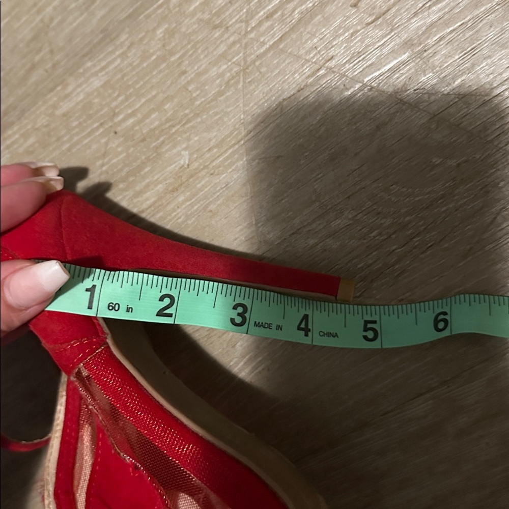 Yoki Red Open-Toe Heels - Picture 8 of 8